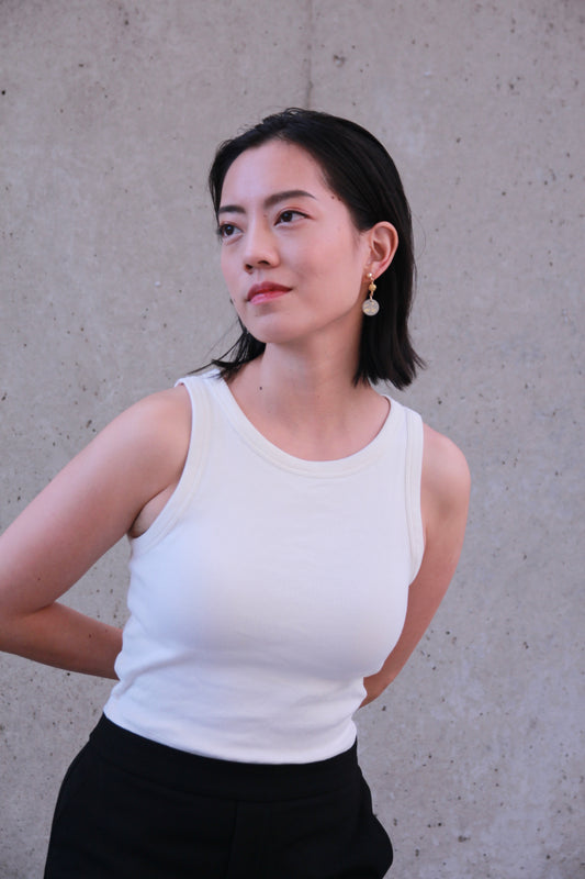 Circle Sphere Dangling Concrete Earrings - Grey