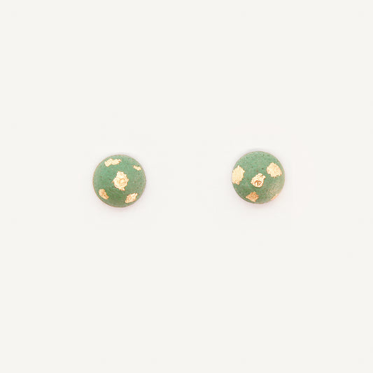 Concrete Sphere Studs - Green/Gold