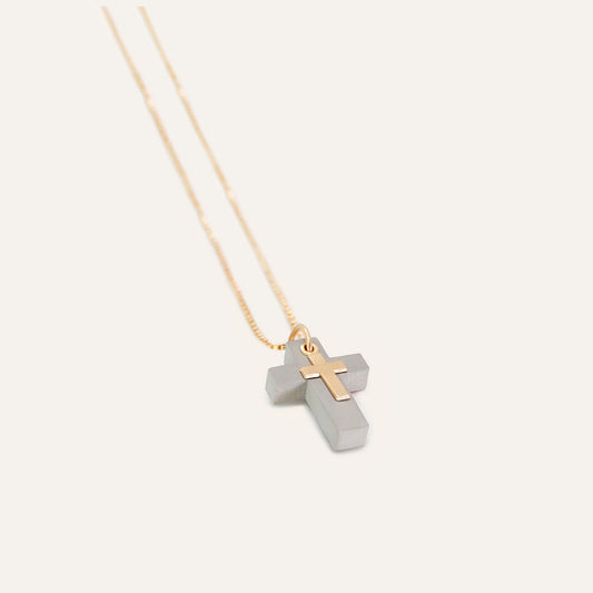 Cross Concrete Necklace - Grey