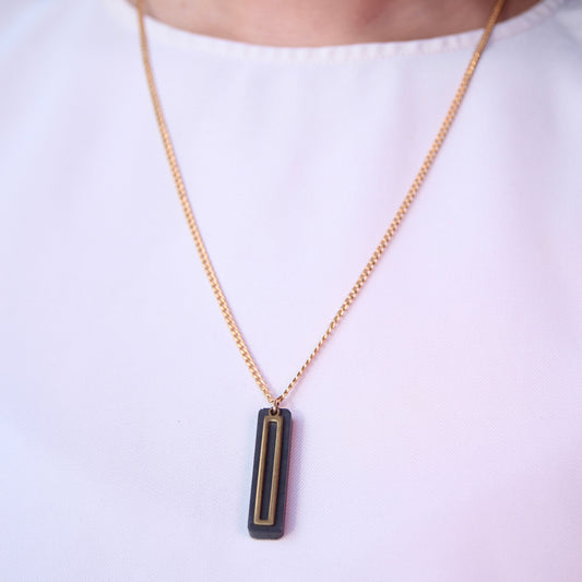 Double Bar Concrete Necklace - Black