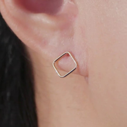 Gold Open Square Studs
