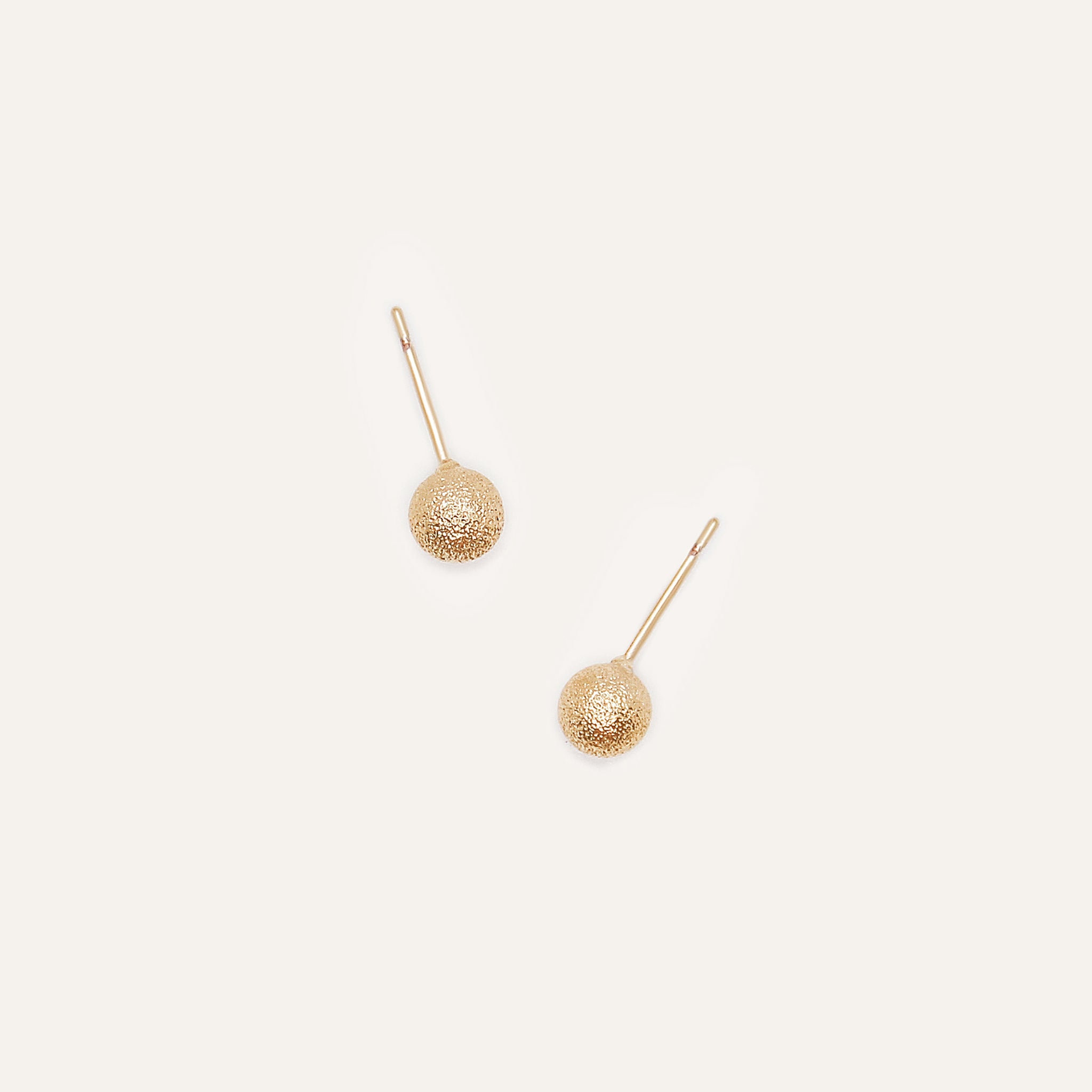 thumbnail image 2 of 14k Yellow Gold 6mm Stardust Textured Round Ball Stud Earrings For Women - Made In Italy 2 of 6