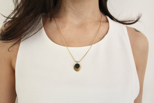Double Circle Concrete Necklace - Small - Black