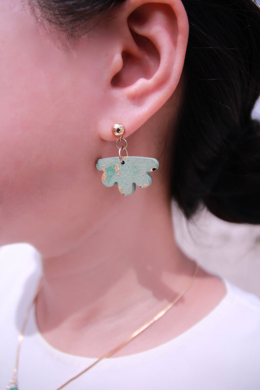 Succulent Concrete Earrings - Green