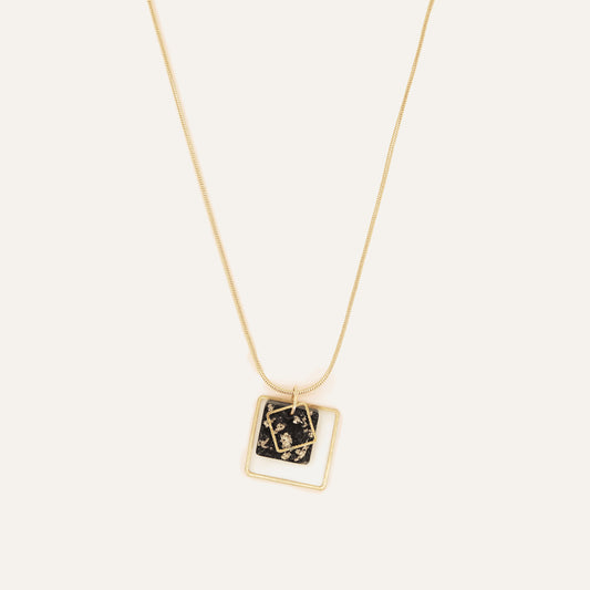 Square Concrete Necklace - Black/Grey