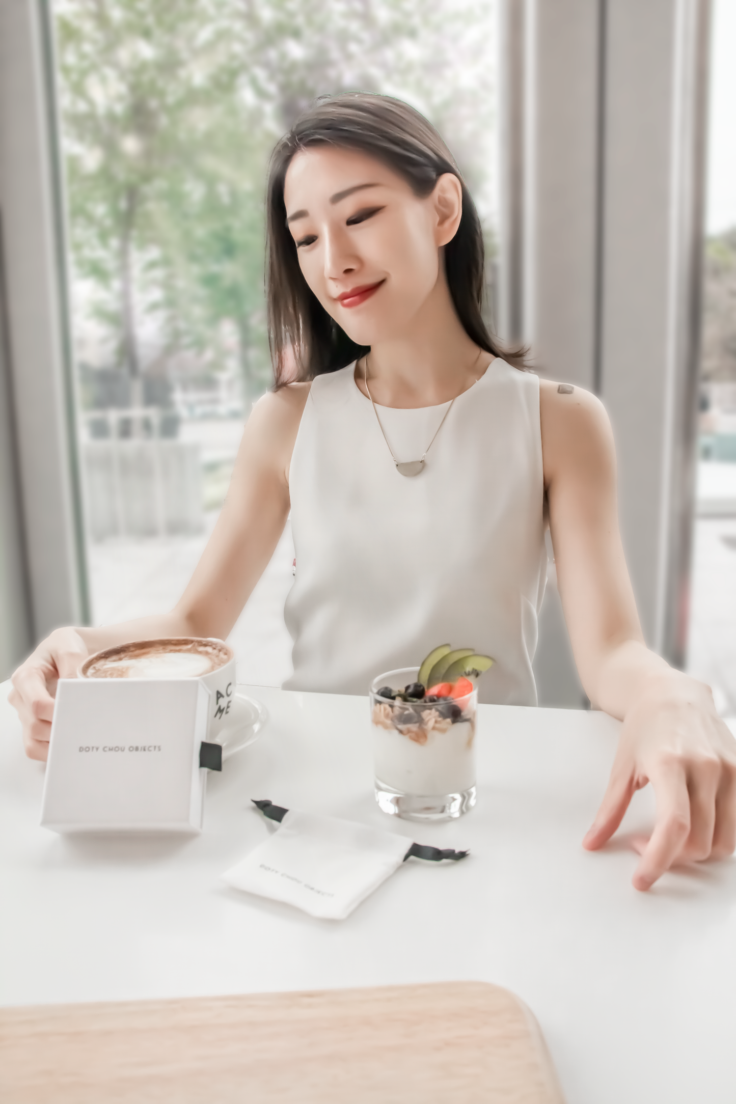 Semi Circle Concrete Necklace - Grey