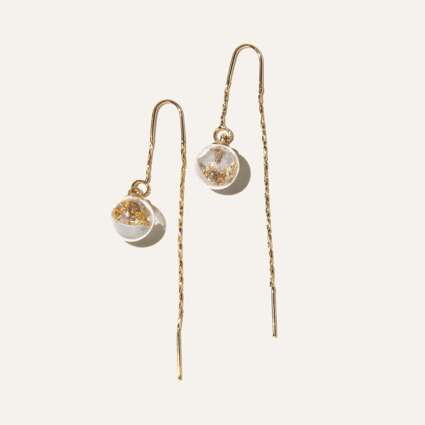 Concrete Dangling Glass Sphere Earrings - Type I - Grey