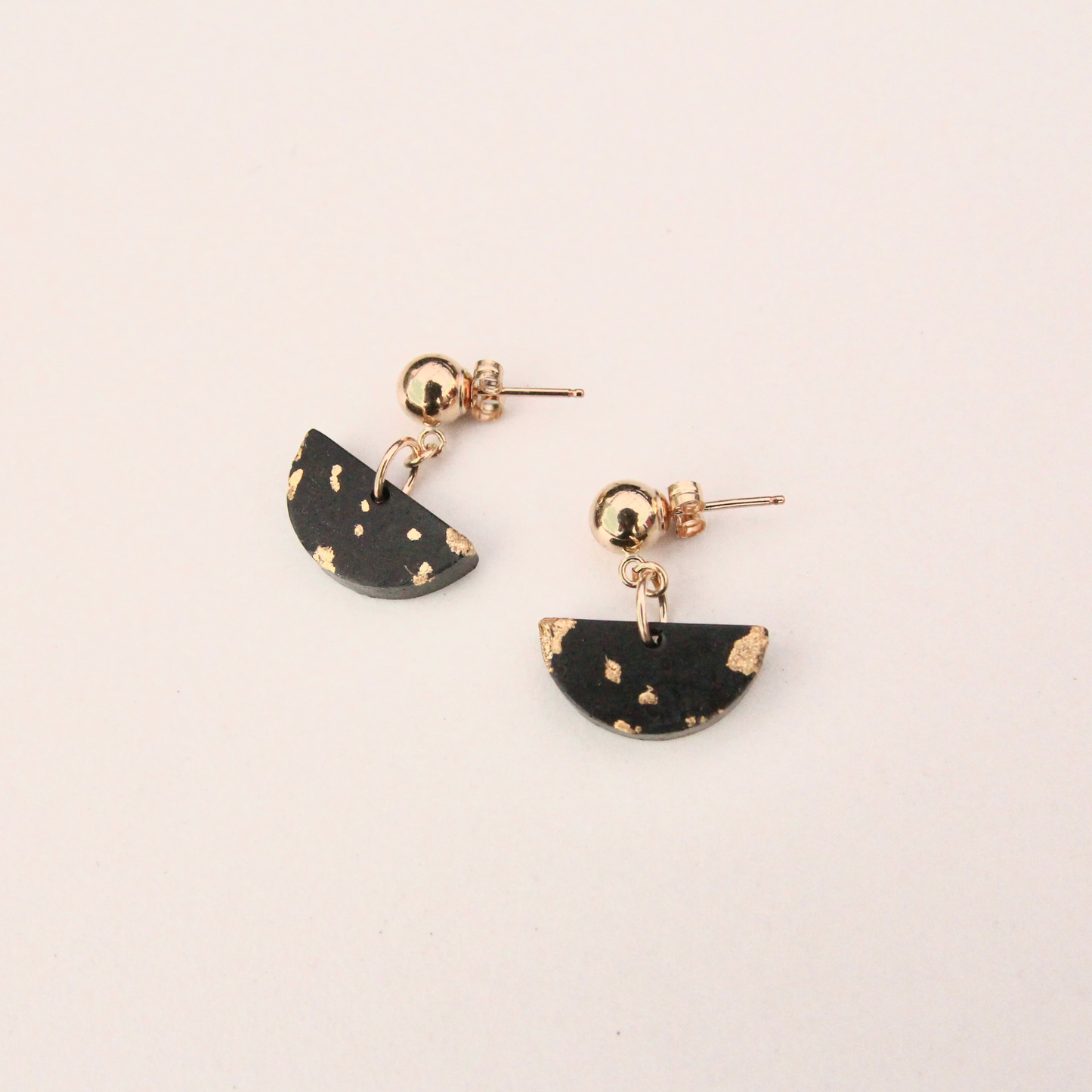 Semi Circle Concrete Earrings - Black