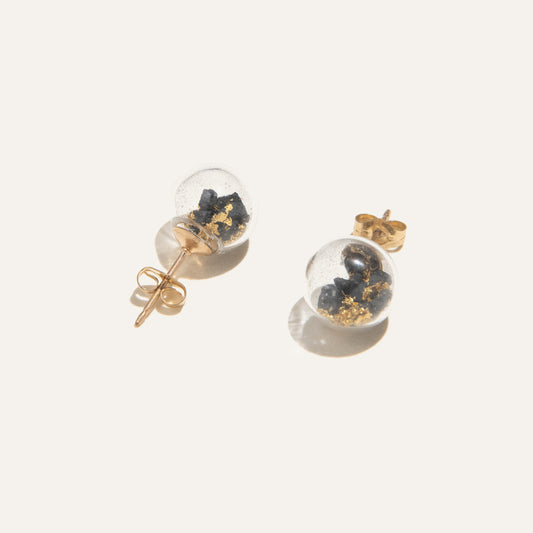 Concrete Glass Sphere Studs - Small - Black