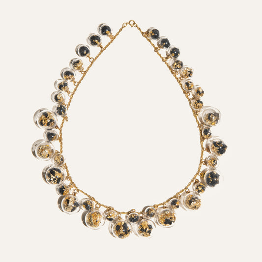 Concrete Glass Sphere Necklace - Type III - Black