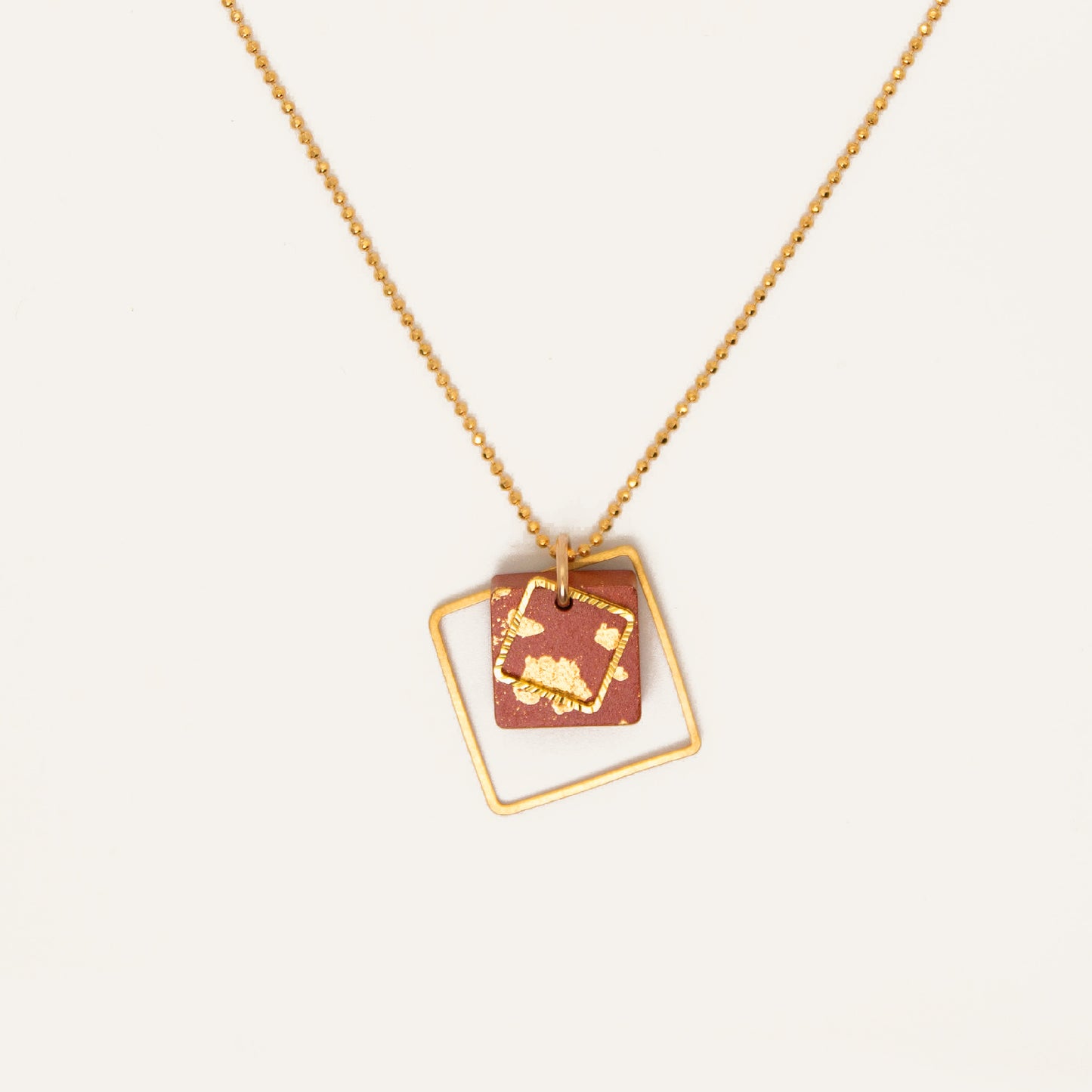 Square Concrete Necklace - Red