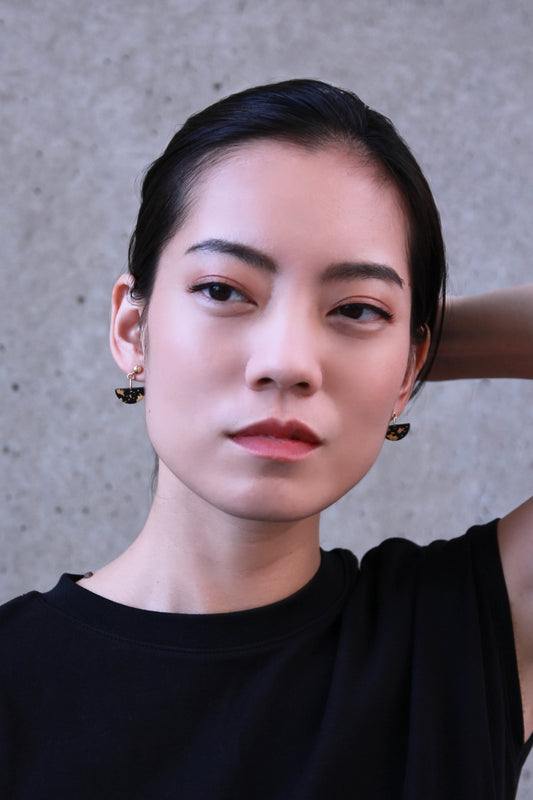 Semi Circle Concrete Earrings - Black