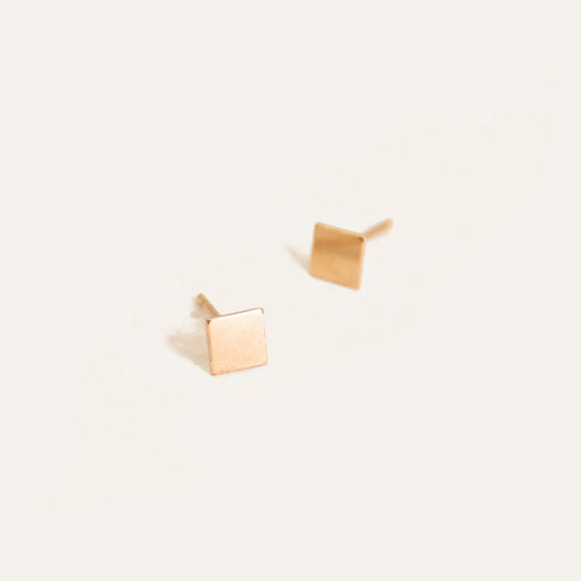 Gold Solid Square Studs