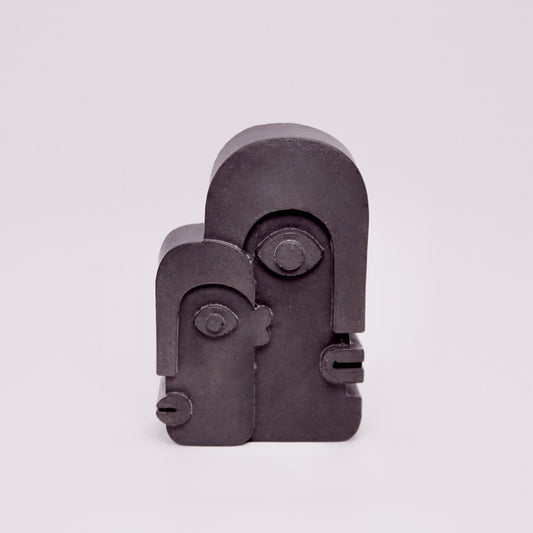 Concrete Two Faces Mini Sculpture - Black