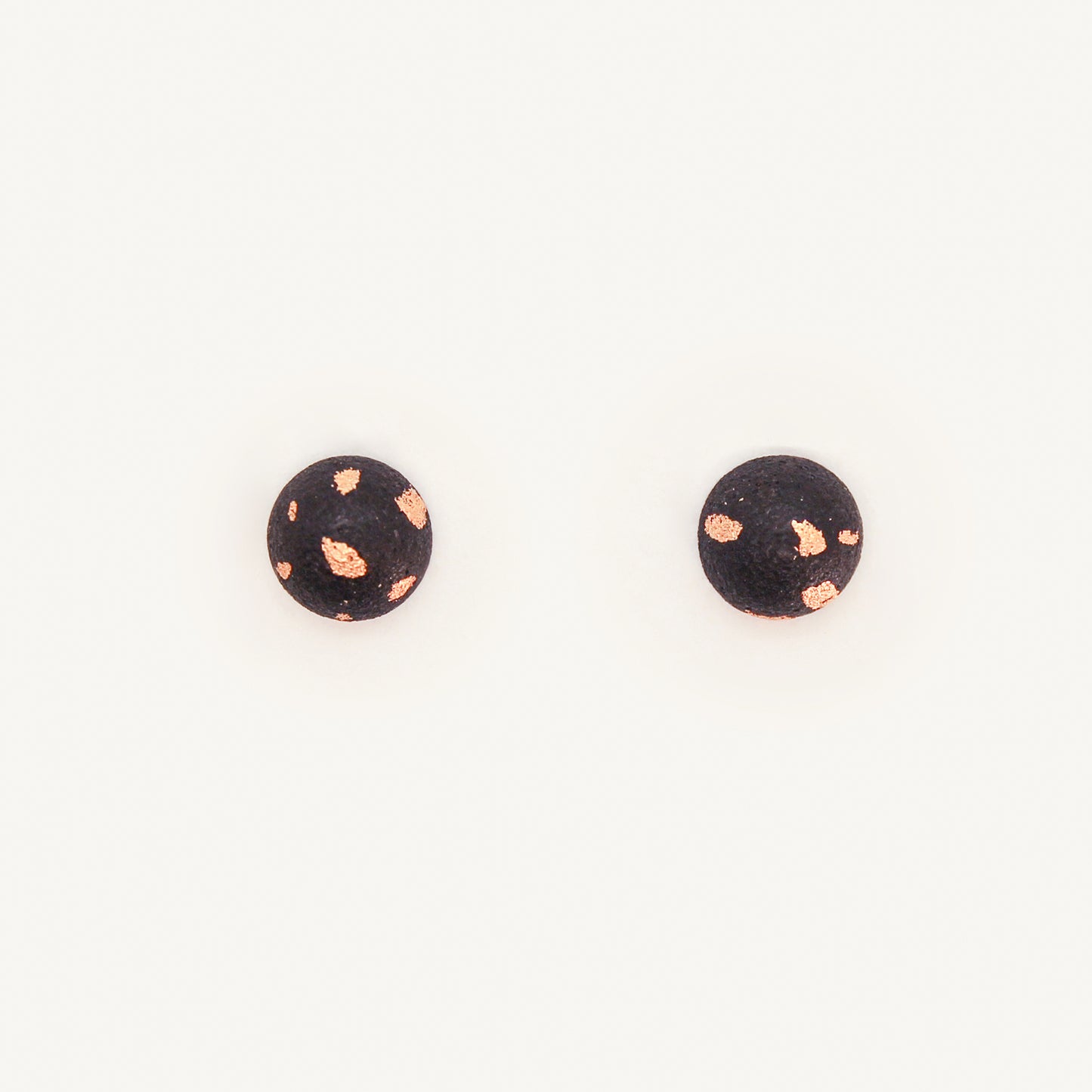 Concrete Sphere Stud Earrings - Black/Gold