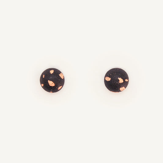 Concrete Sphere Stud Earrings - Black/Gold
