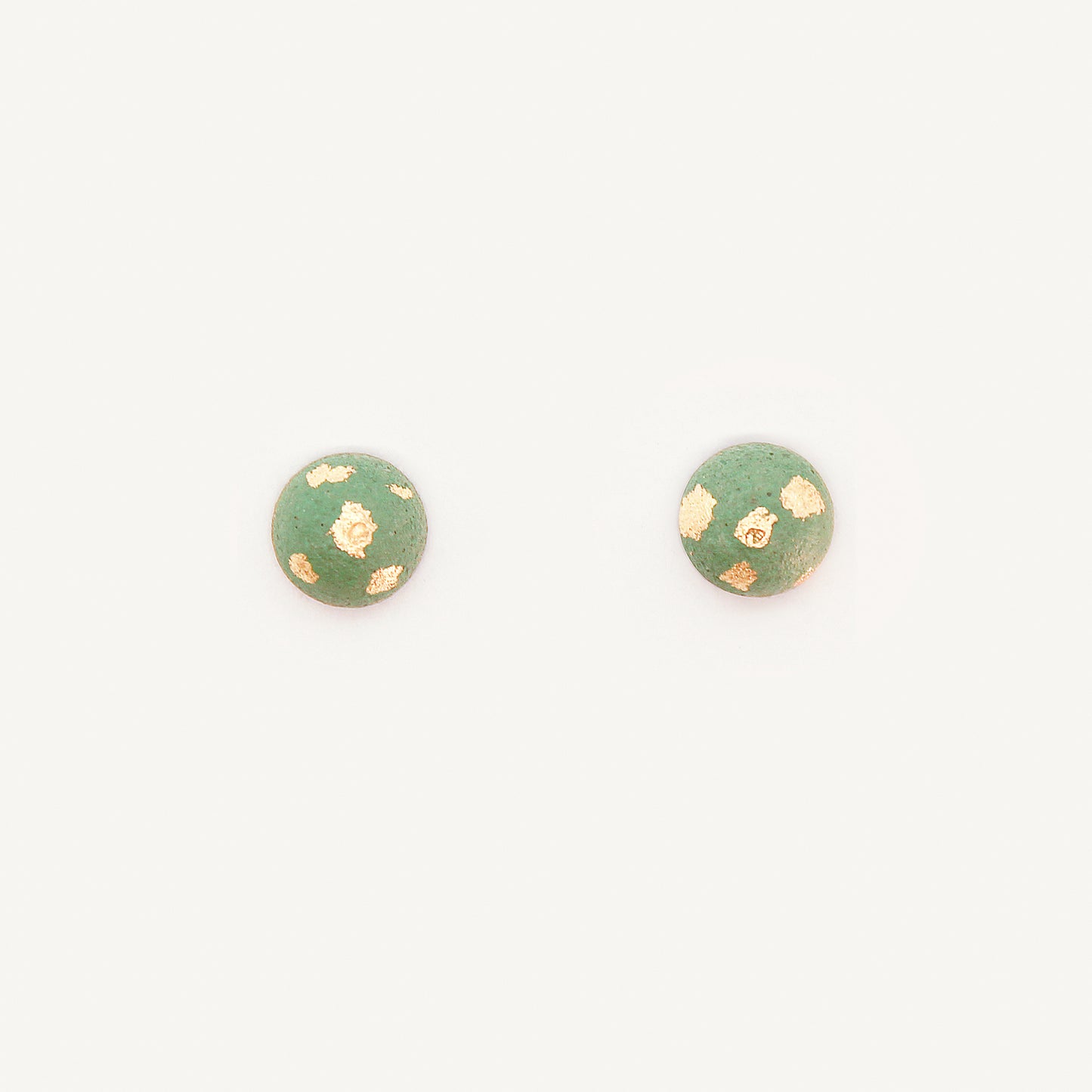 Concrete Sphere Studs - Green/Gold