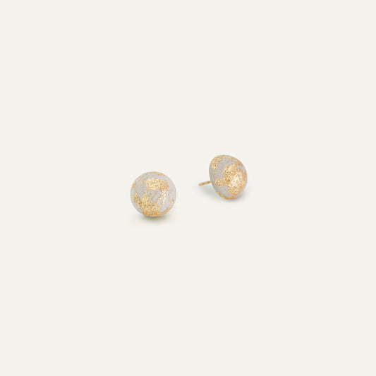 Concrete Sphere Studs - Grey/Gold