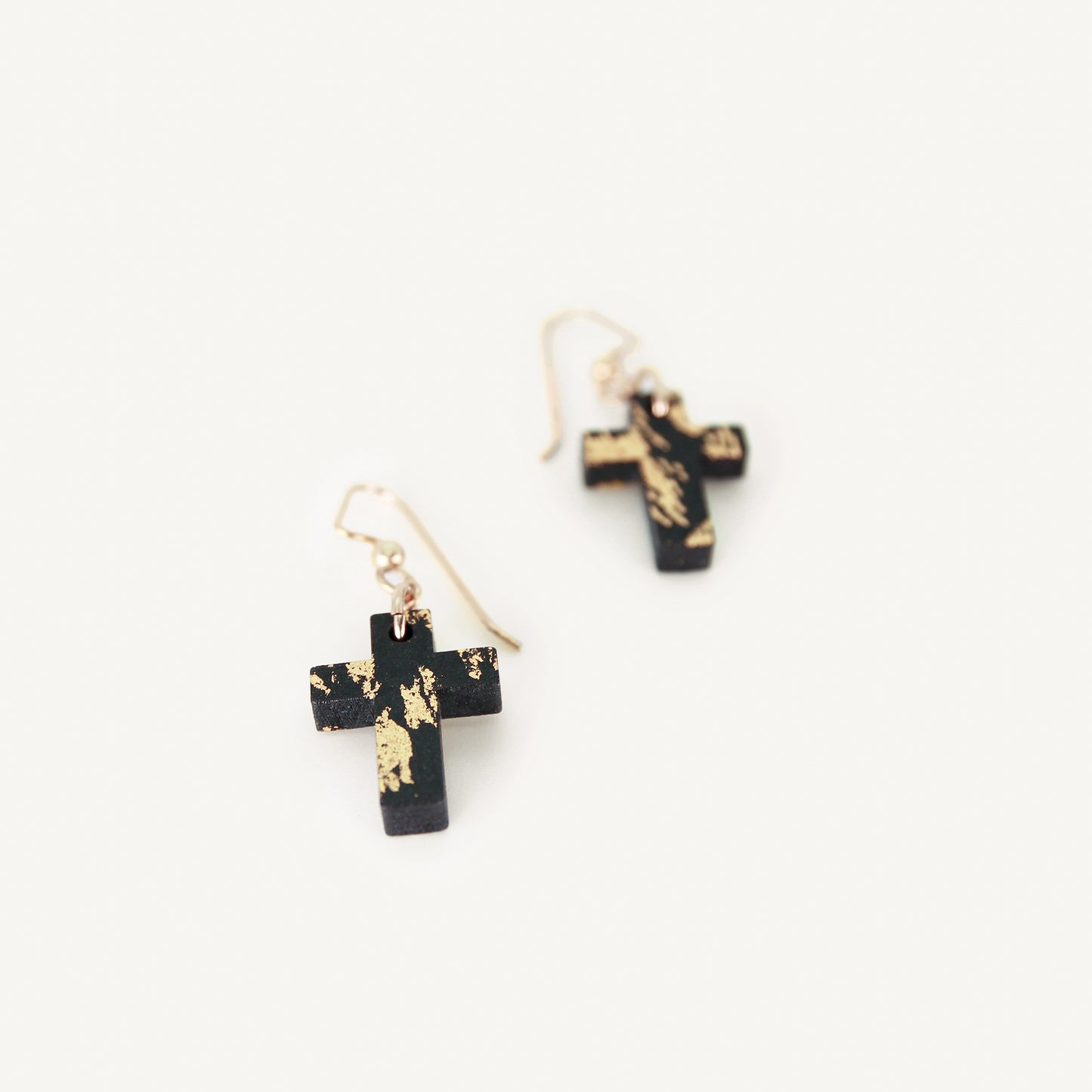 Cross Dangling Earrings - Black