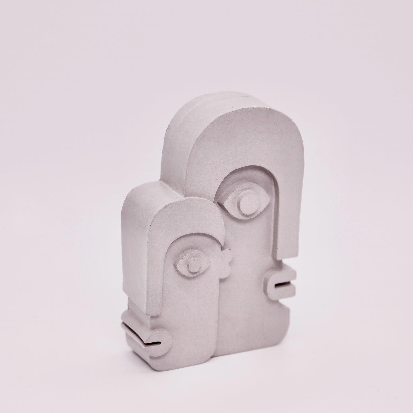 Concrete Two Faces Mini Sculpture - Grey