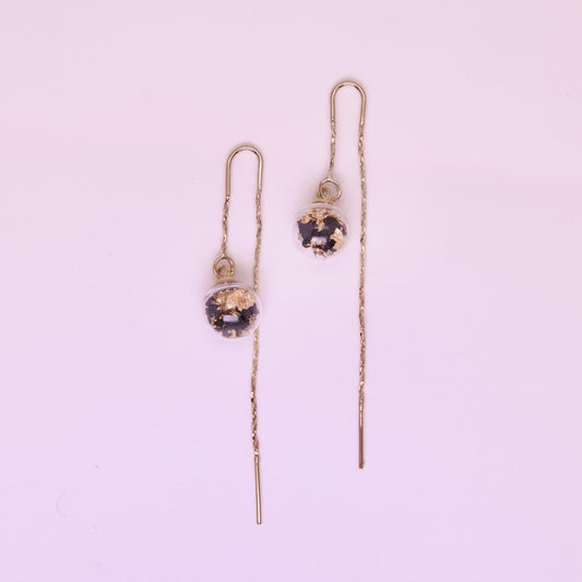 Dangling Glass Sphere Earrings - Type I - Black