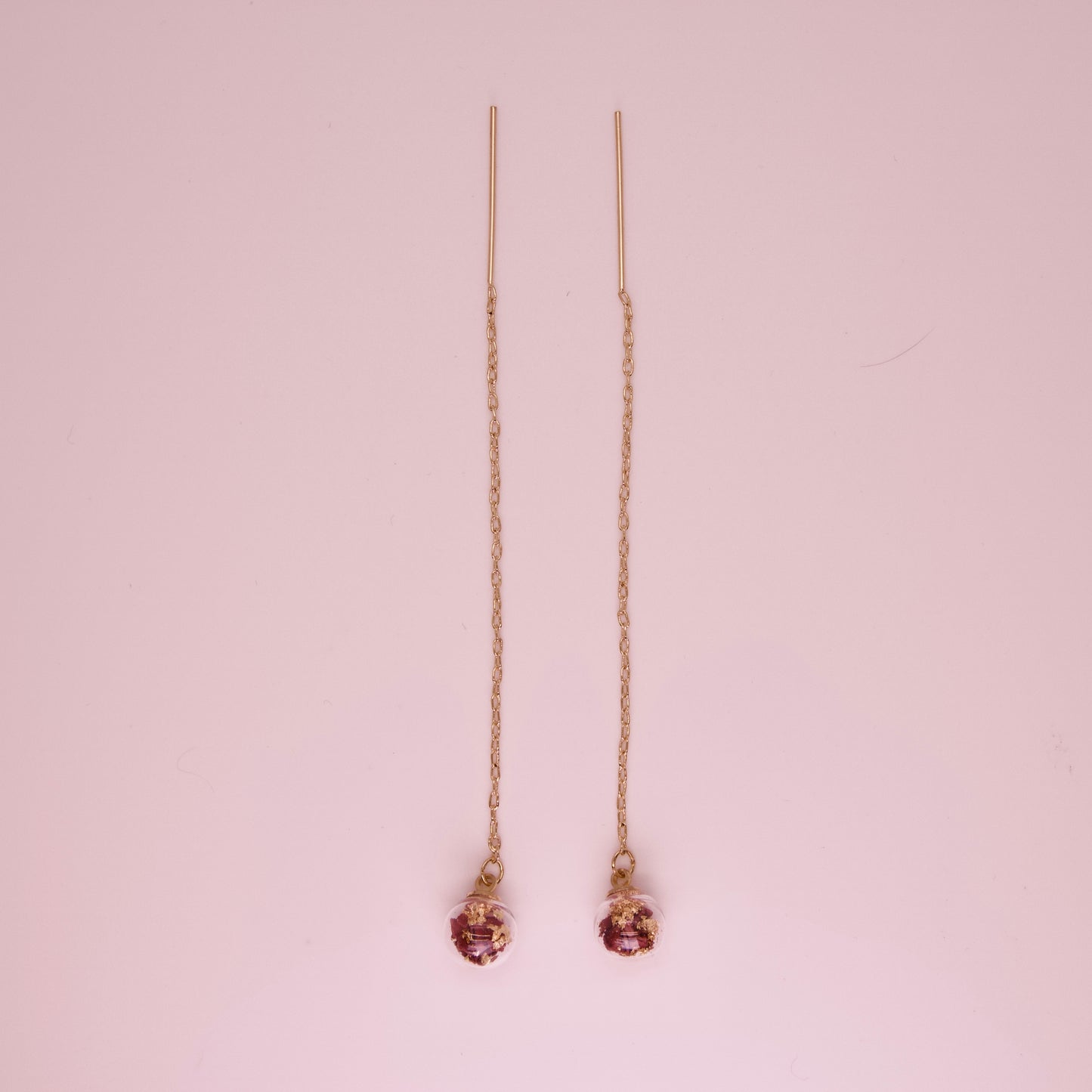 Dangling Glass Sphere Earrings - Type II - Red