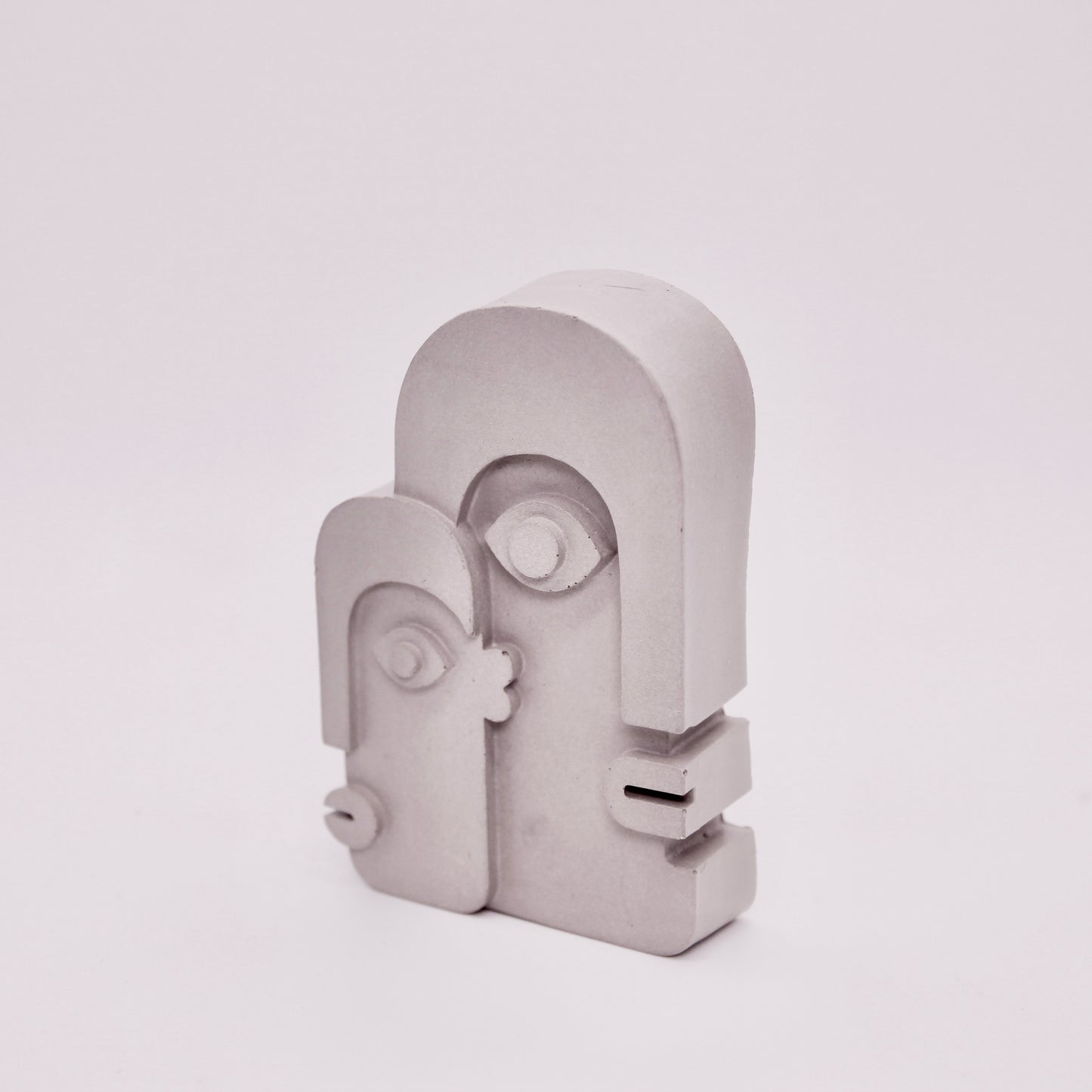 Concrete Two Faces Mini Sculpture - Grey