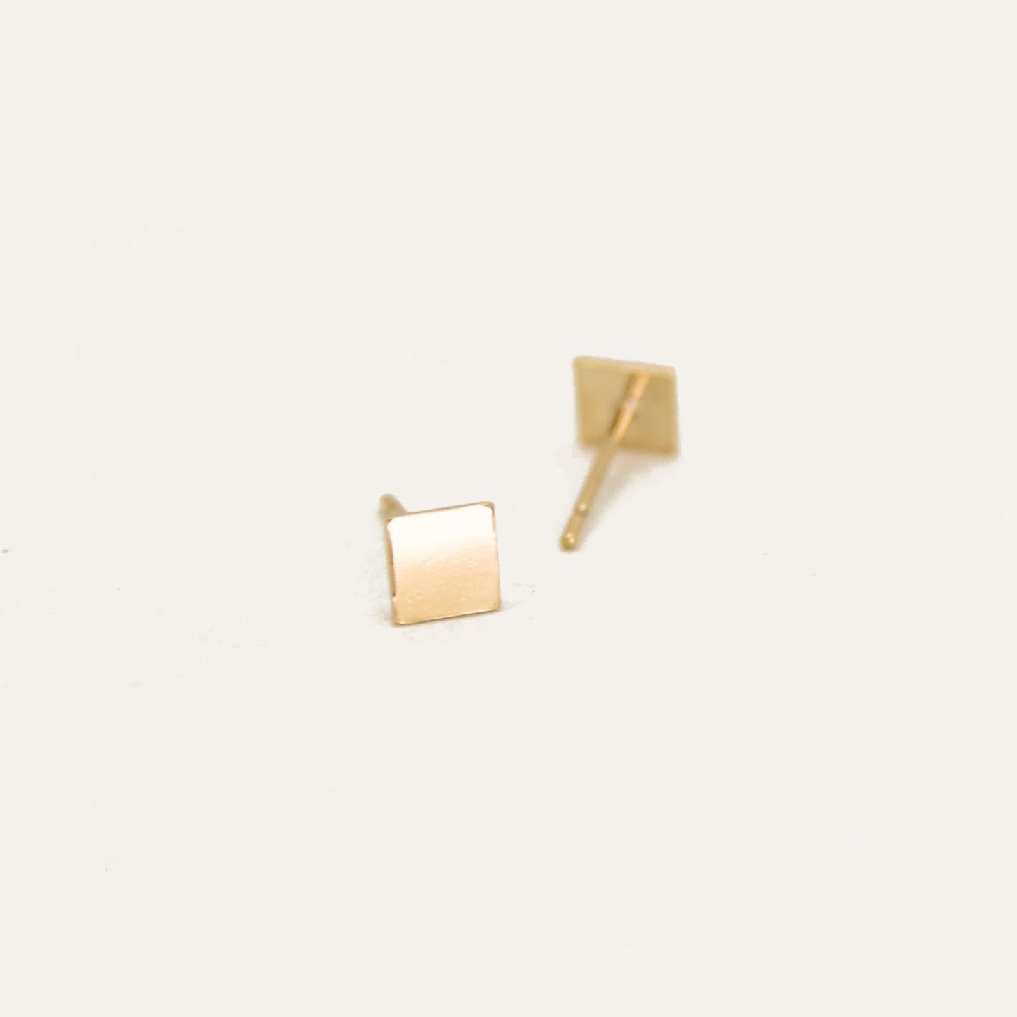 Gold Solid Square Studs