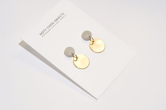 Dangling Circle Concrete Earrings - Grey