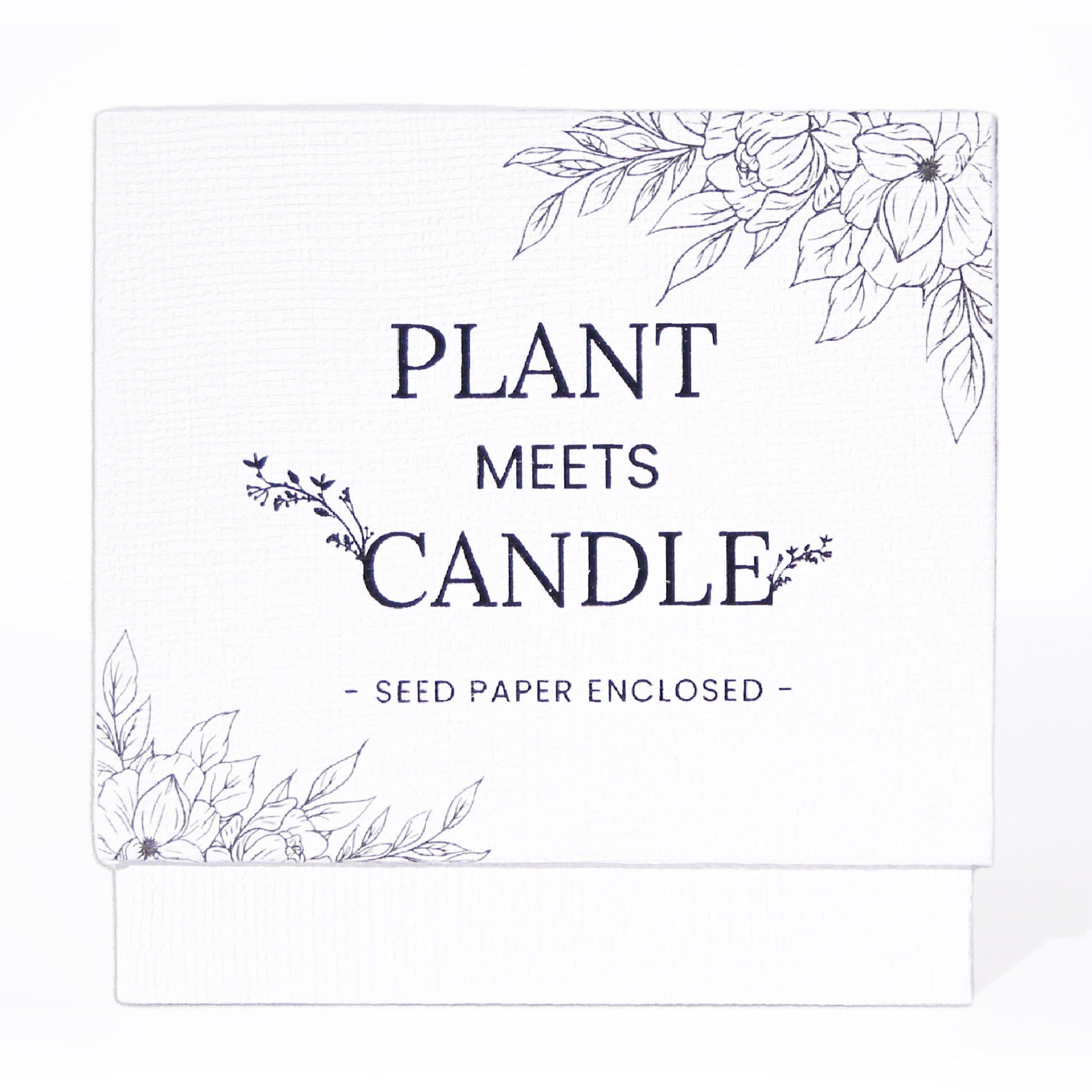 Close up of the Plant Meets Candle product box.