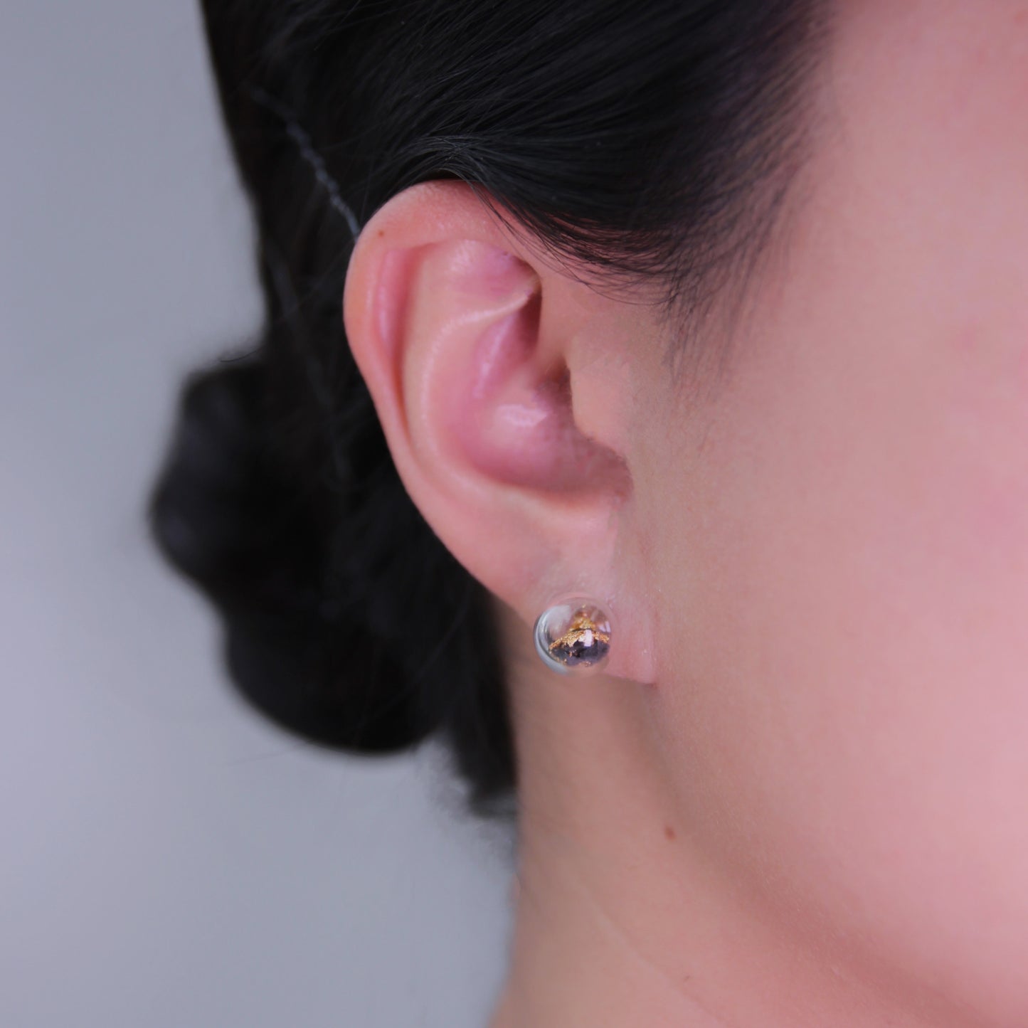 Glass Sphere Stud Earrings - Small - Black