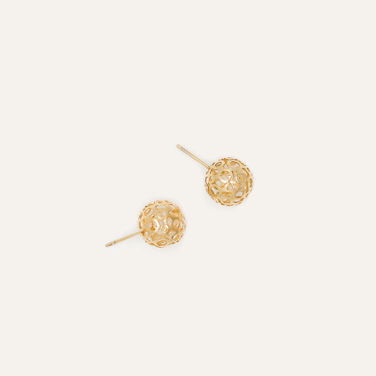 Gold Cut-Out Ball Stud Earrings - 12mm