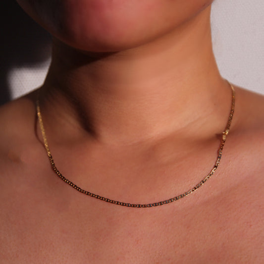 Gold Mariner Link Chain Necklace - 14in