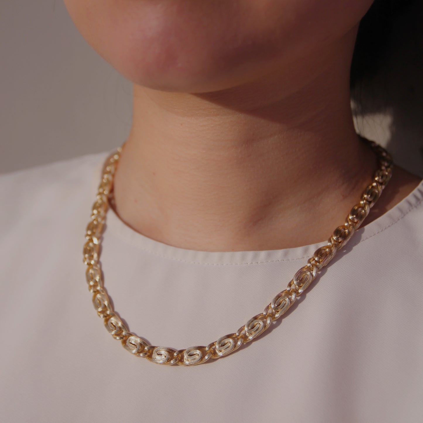 Gold Petal Link Chain Necklace - 18in