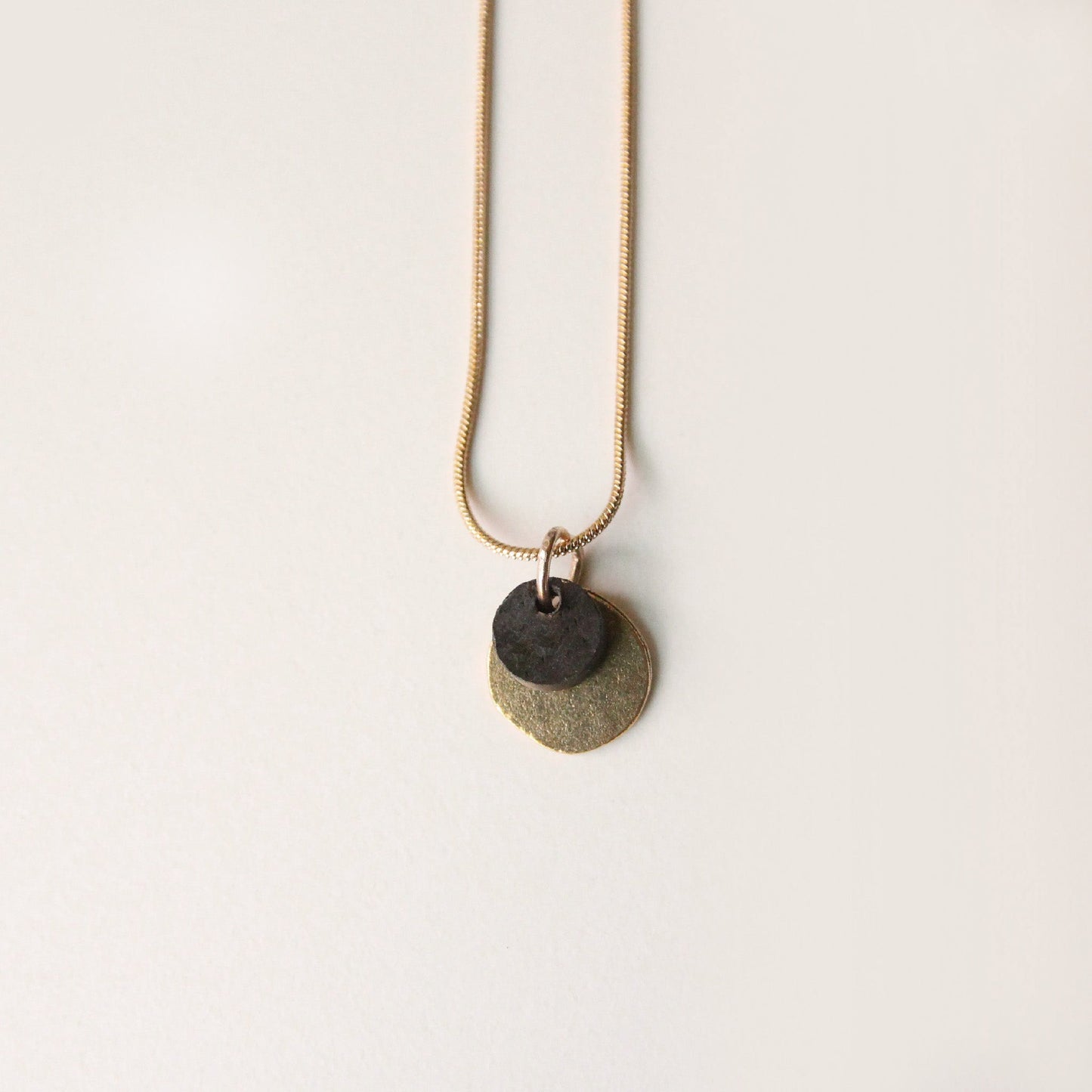 Double Circle Concrete Necklace - Small - Black