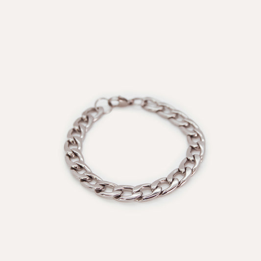 Rhodium Thick Figaro Chain Bracelet