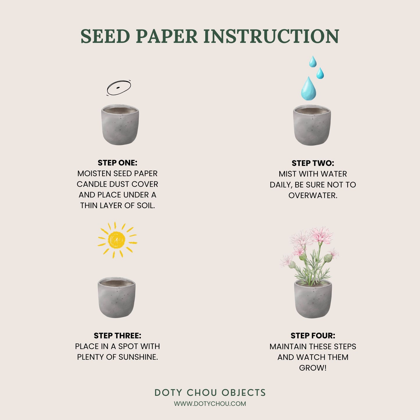 Close up of seed paper planting instructions.