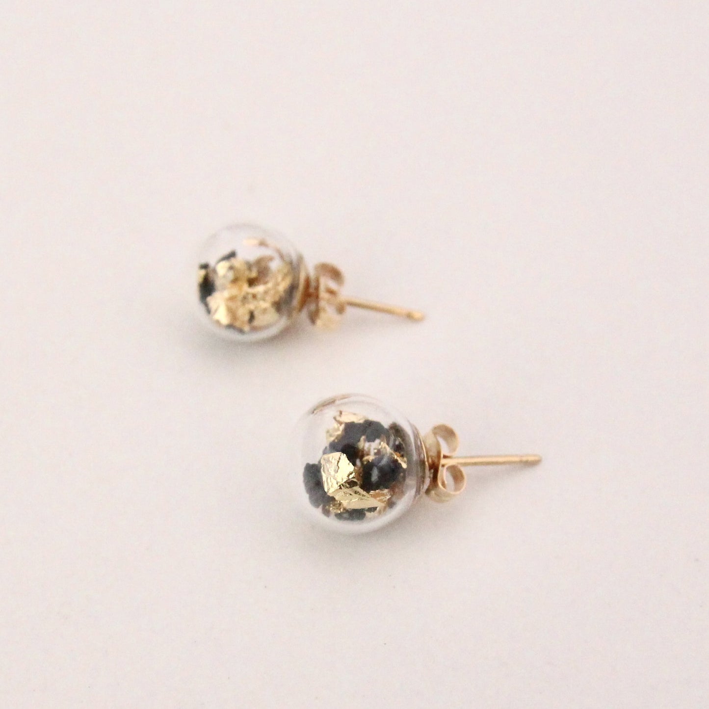 Glass Sphere Stud Earrings - Small - Black