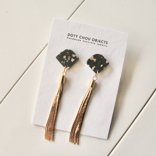 Golden Tassel Earrings - Black